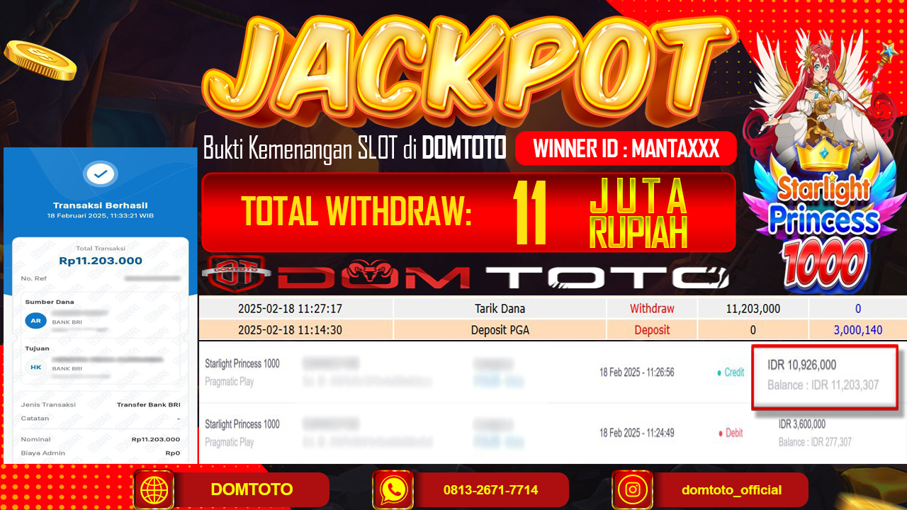 JACKPOT SLOT STARLIGHT PRINCESS 1000 18 FEBRUARI 2025